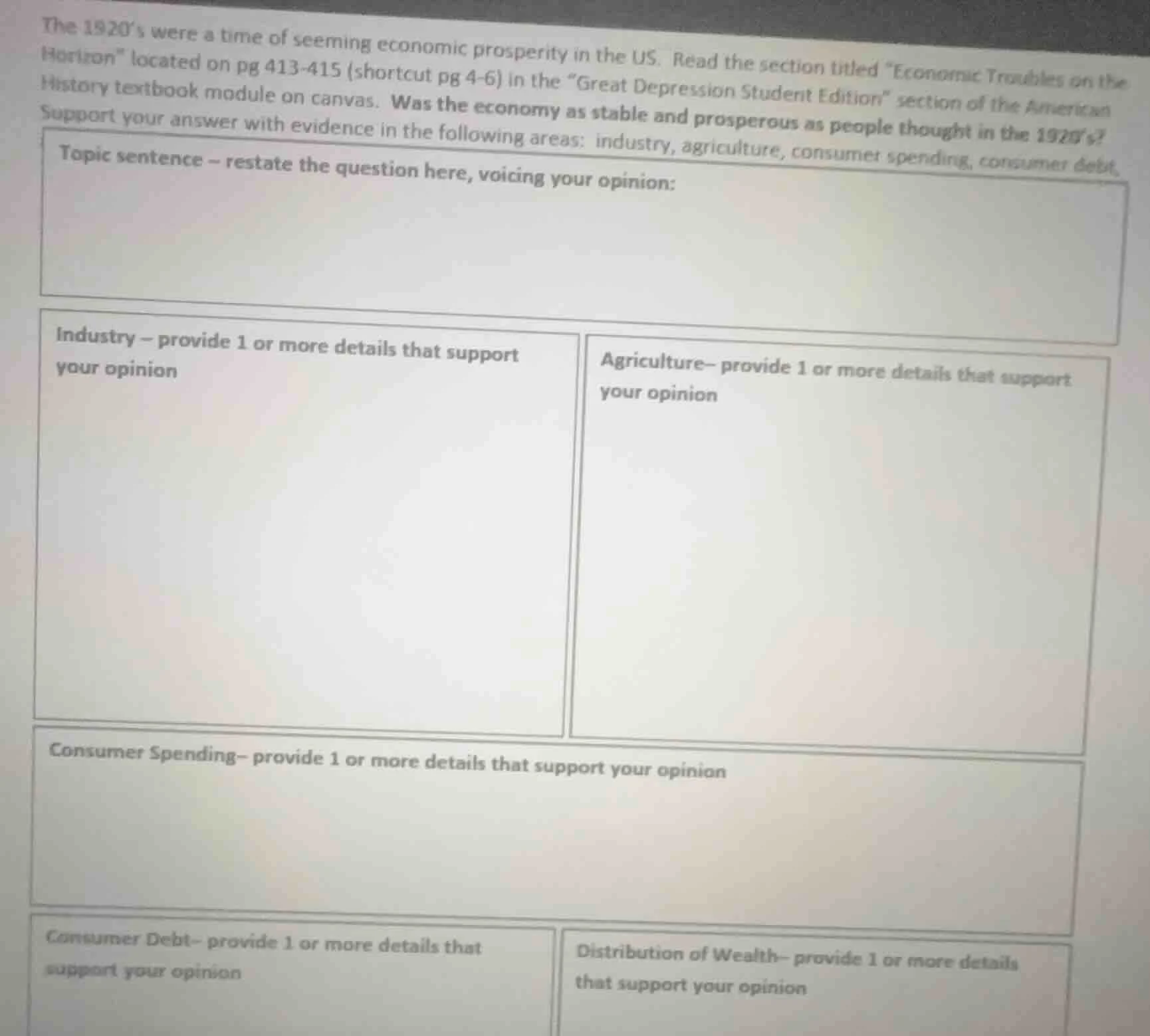 the 1920s were a time of seeming economic prosperity in the us. read th…