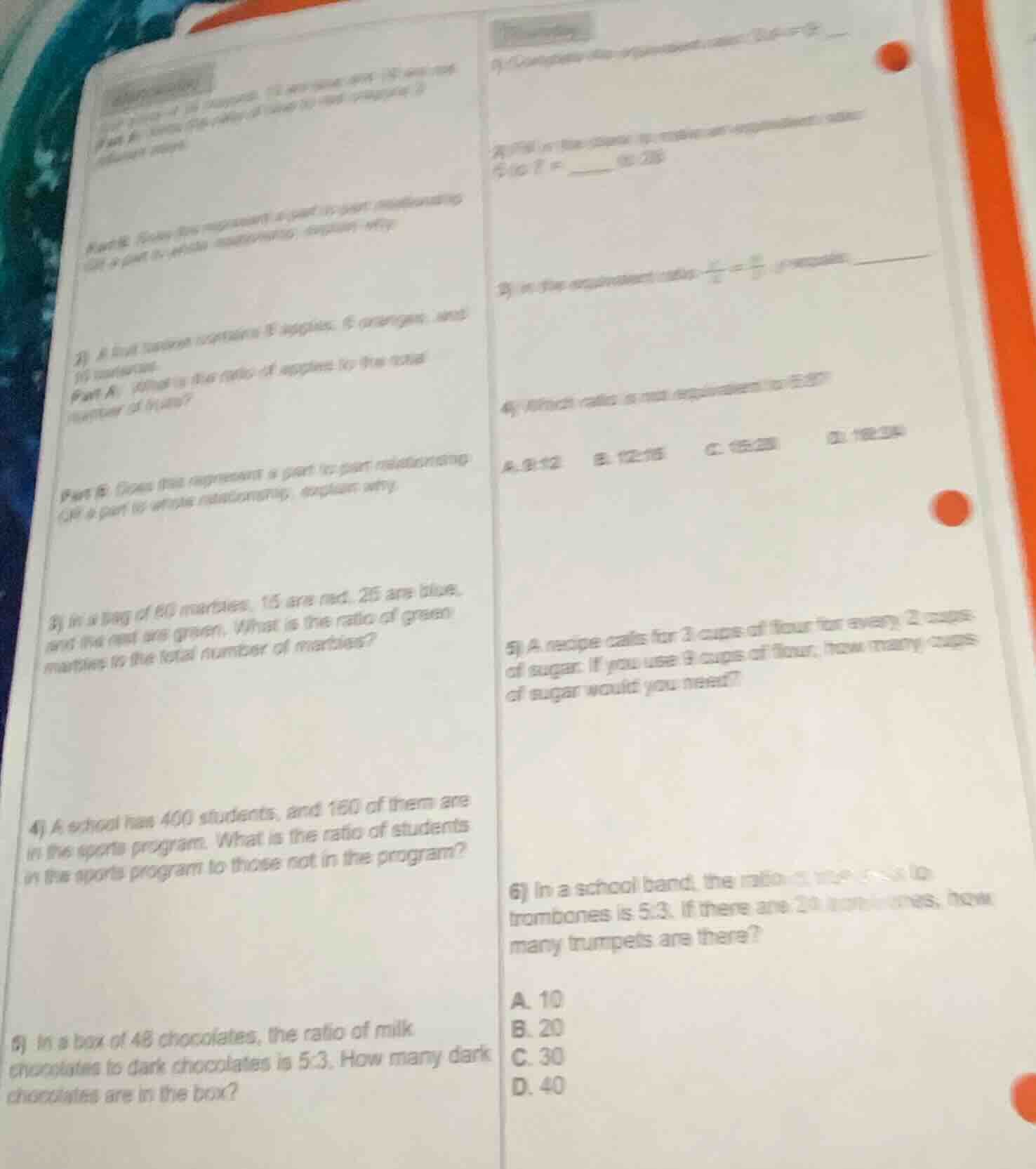 2) a fruit basket contains 8 apples, 6 oranges, and 10 bananas. part a:…