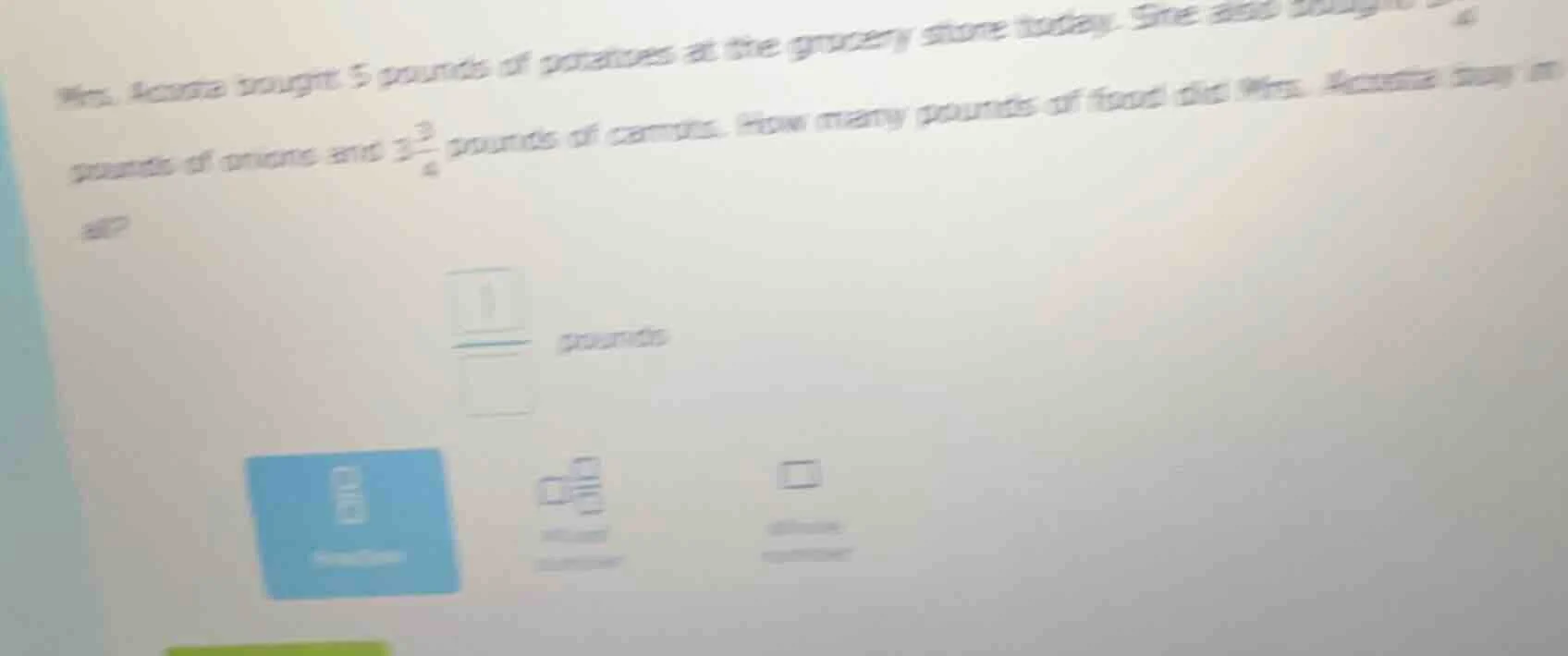 mrs. acosta bought 5 pounds of potatoes at the grocery store today. she…