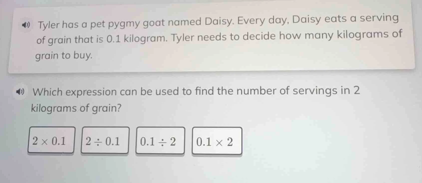 tyler has a pet pygmy goat named daisy. every day, daisy eats a serving…