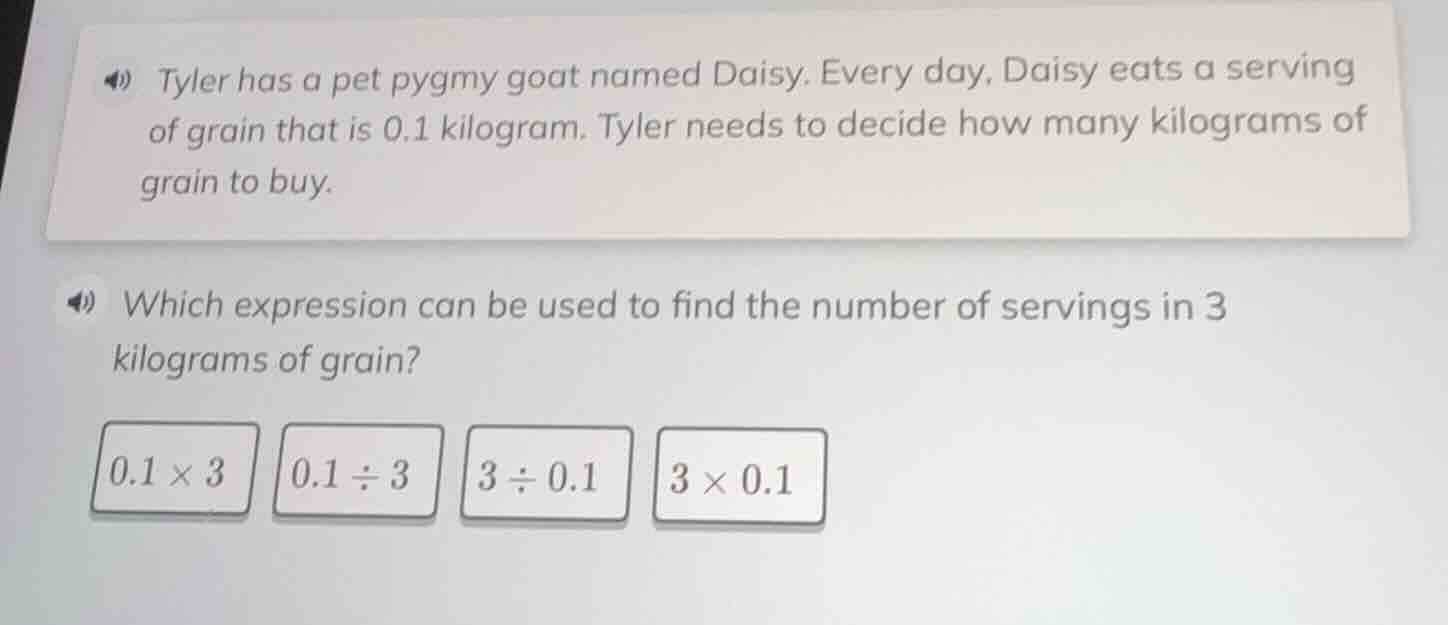 tyler has a pet pygmy goat named daisy. every day, daisy eats a serving…
