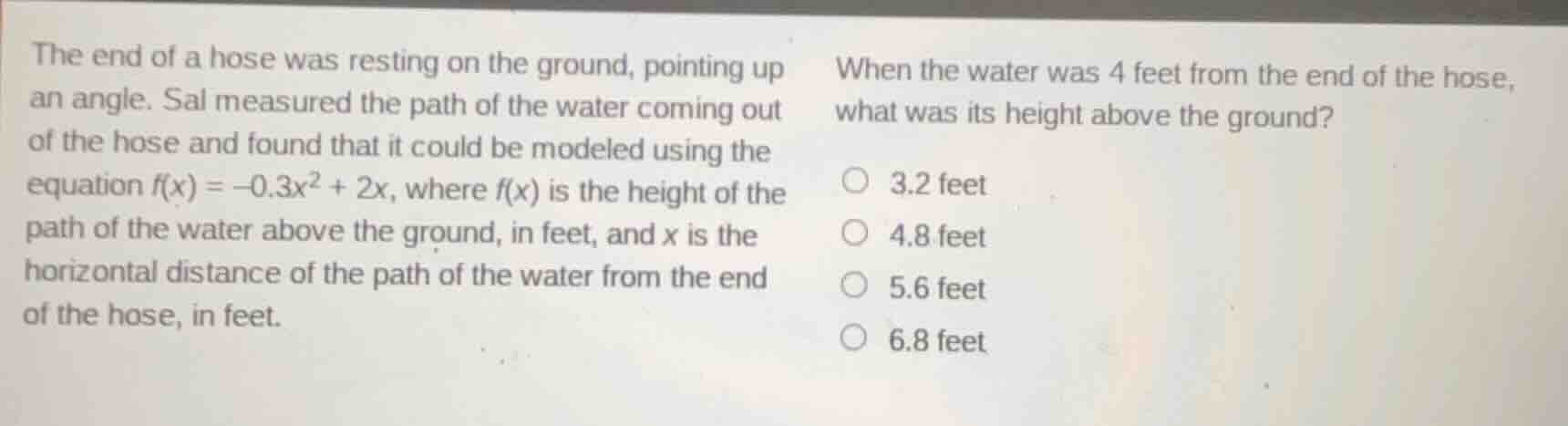 the end of a hose was resting on the ground, pointing up an angle. sal …