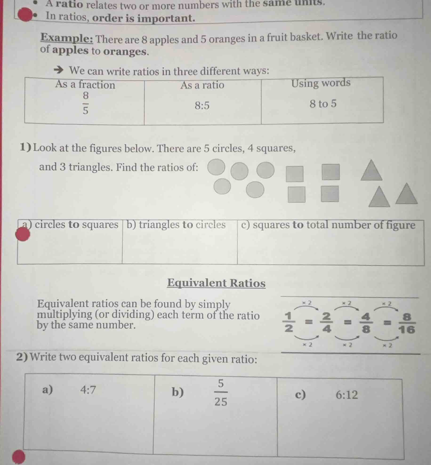 • a ratio relates two or more numbers with the same units. • in ratios,…