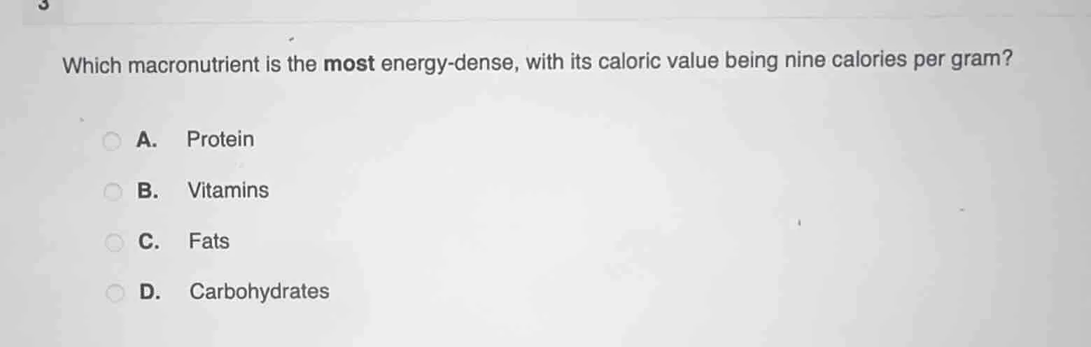 which macronutrient is the most energy - dense, with its caloric value …