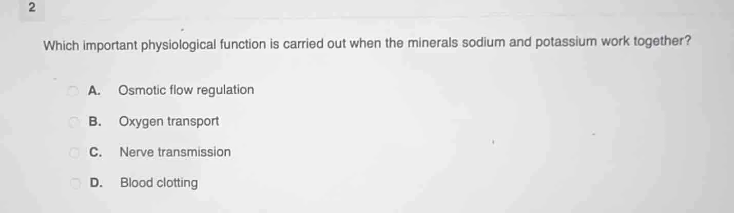 2 which important physiological function is carried out when the minera…