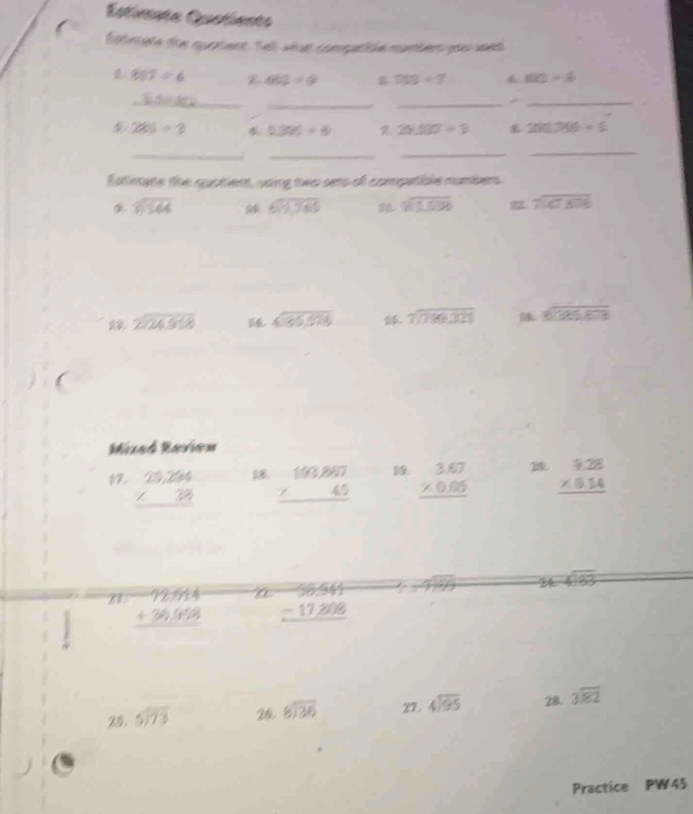 estimate quotients estimate the quotient. tell what compatible numbers …
