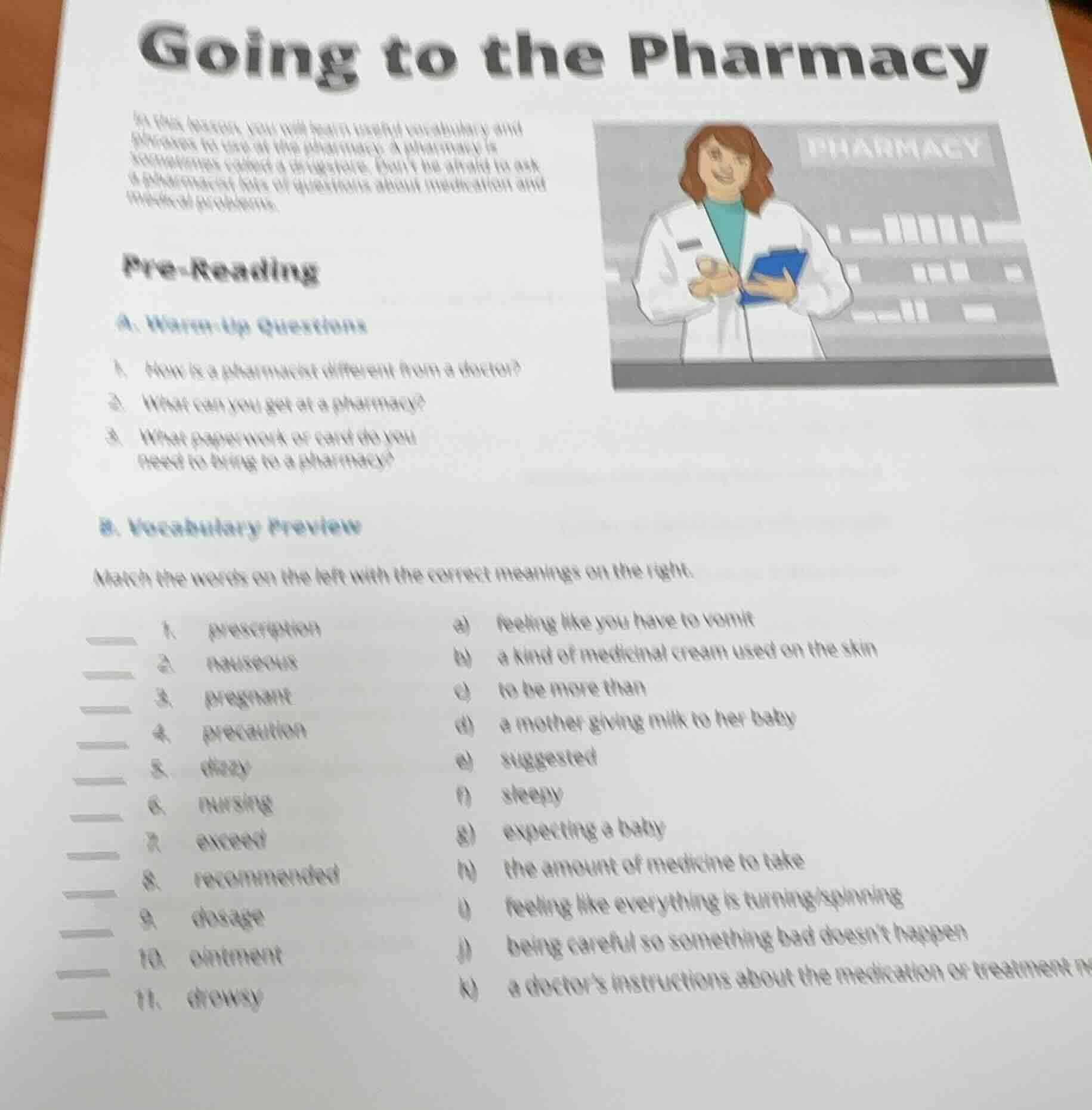 going to the pharmacy in this lesson, you will learn useful vocabulary …