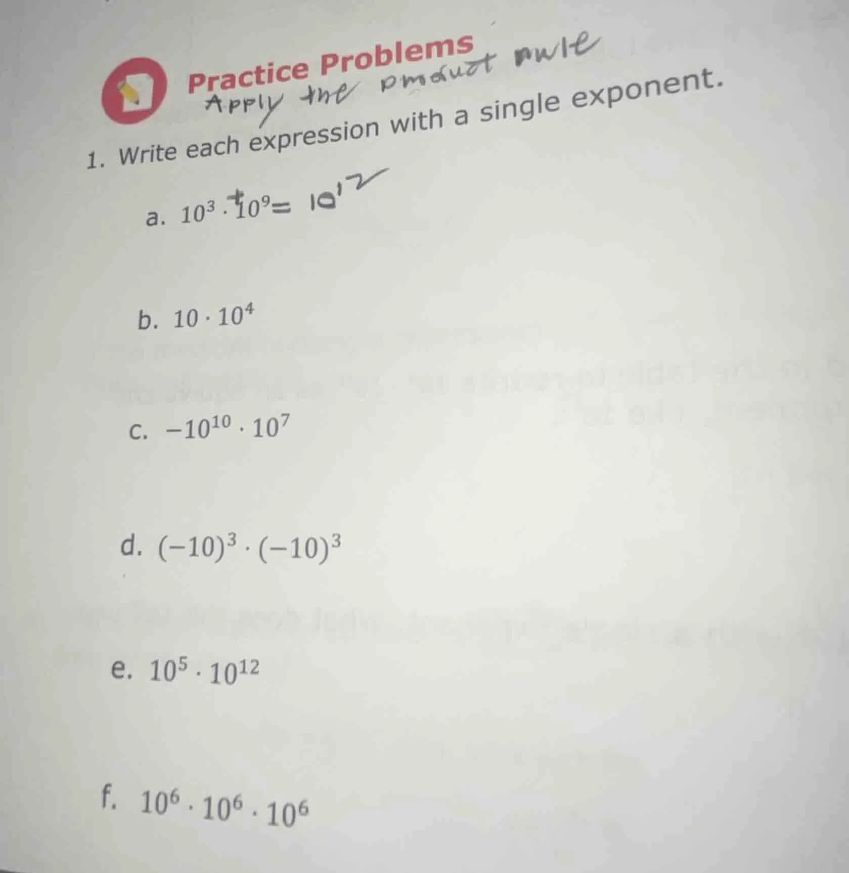 practice problems apply the product rule 1. write each expression with …