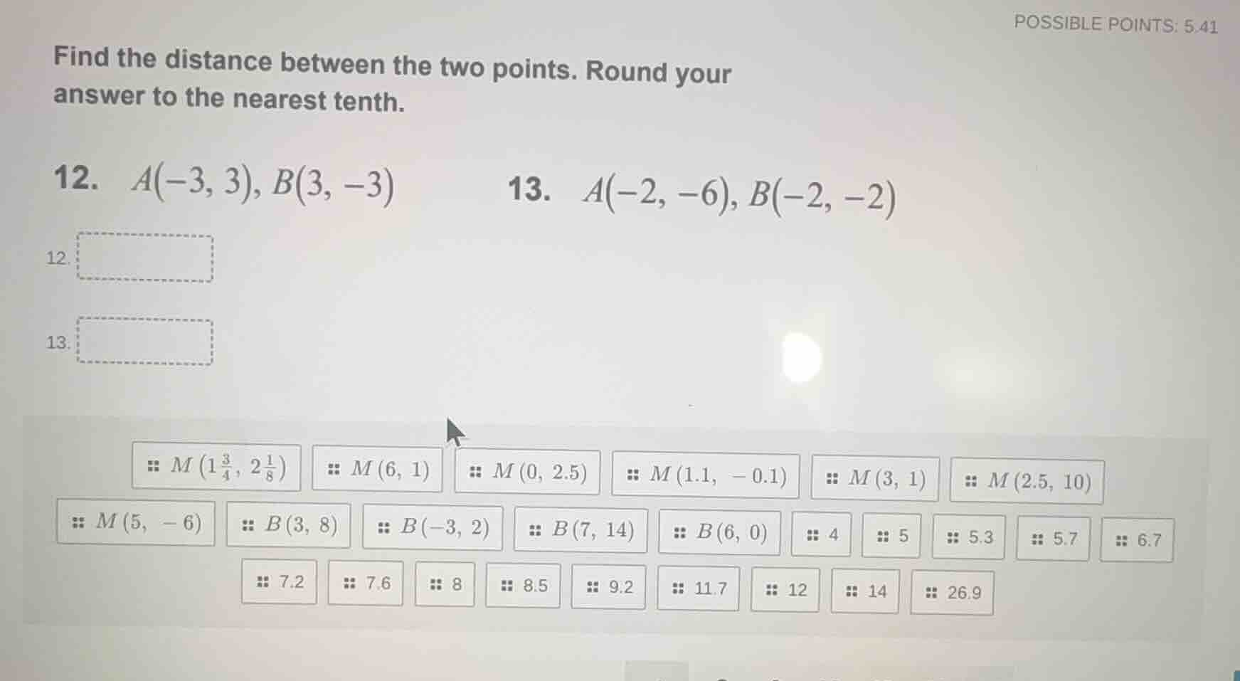find the distance between the two points. round your answer to the near…