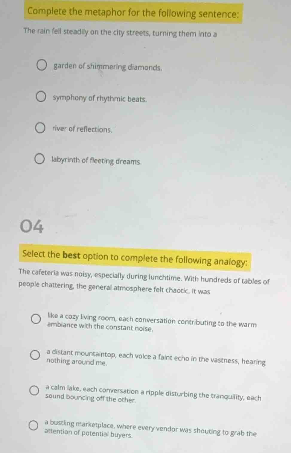 complete the metaphor for the following sentence: the rain fell steadil…