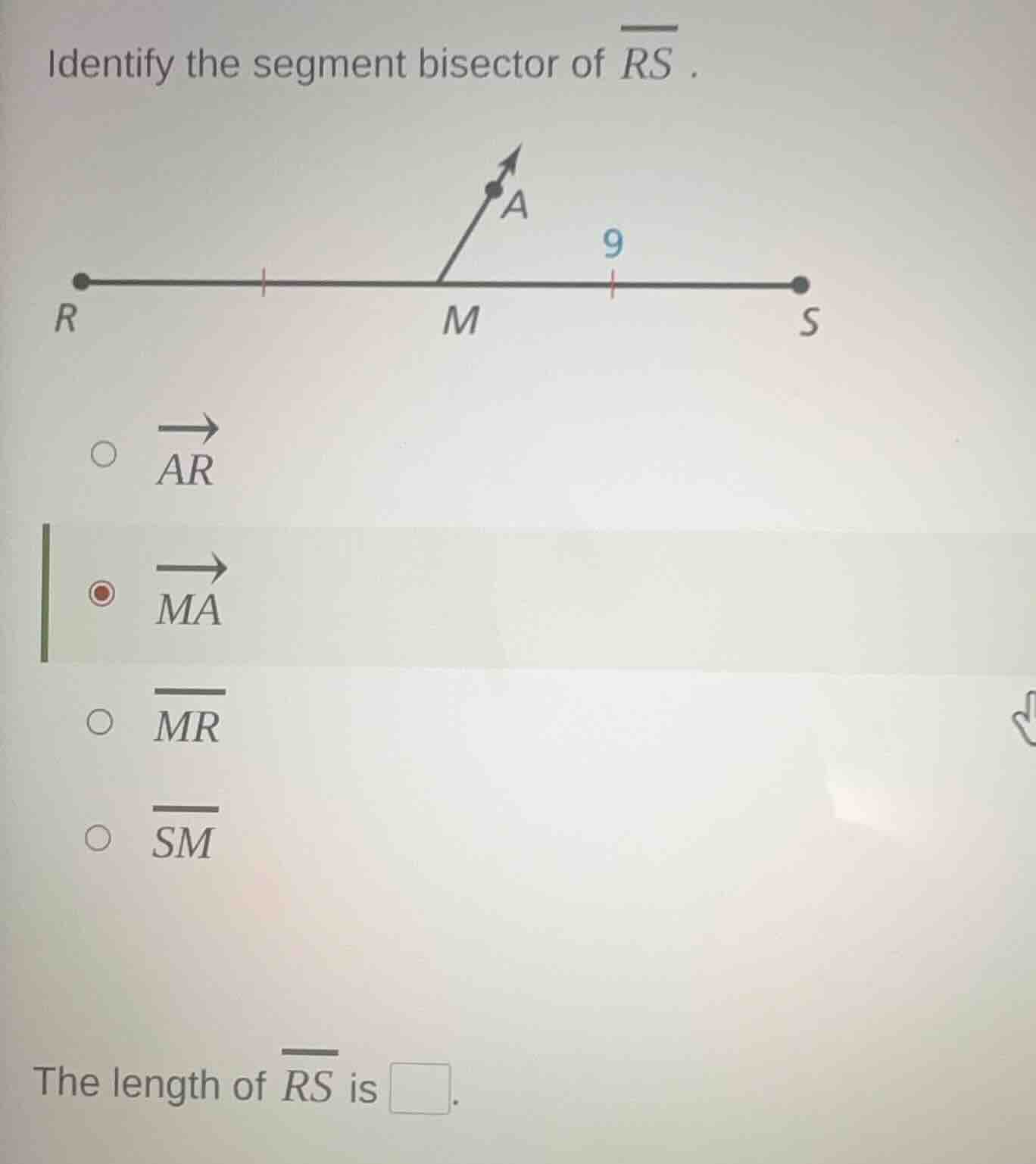 identify the segment bisector of \\(\\overline{rs}\\). image of a line …