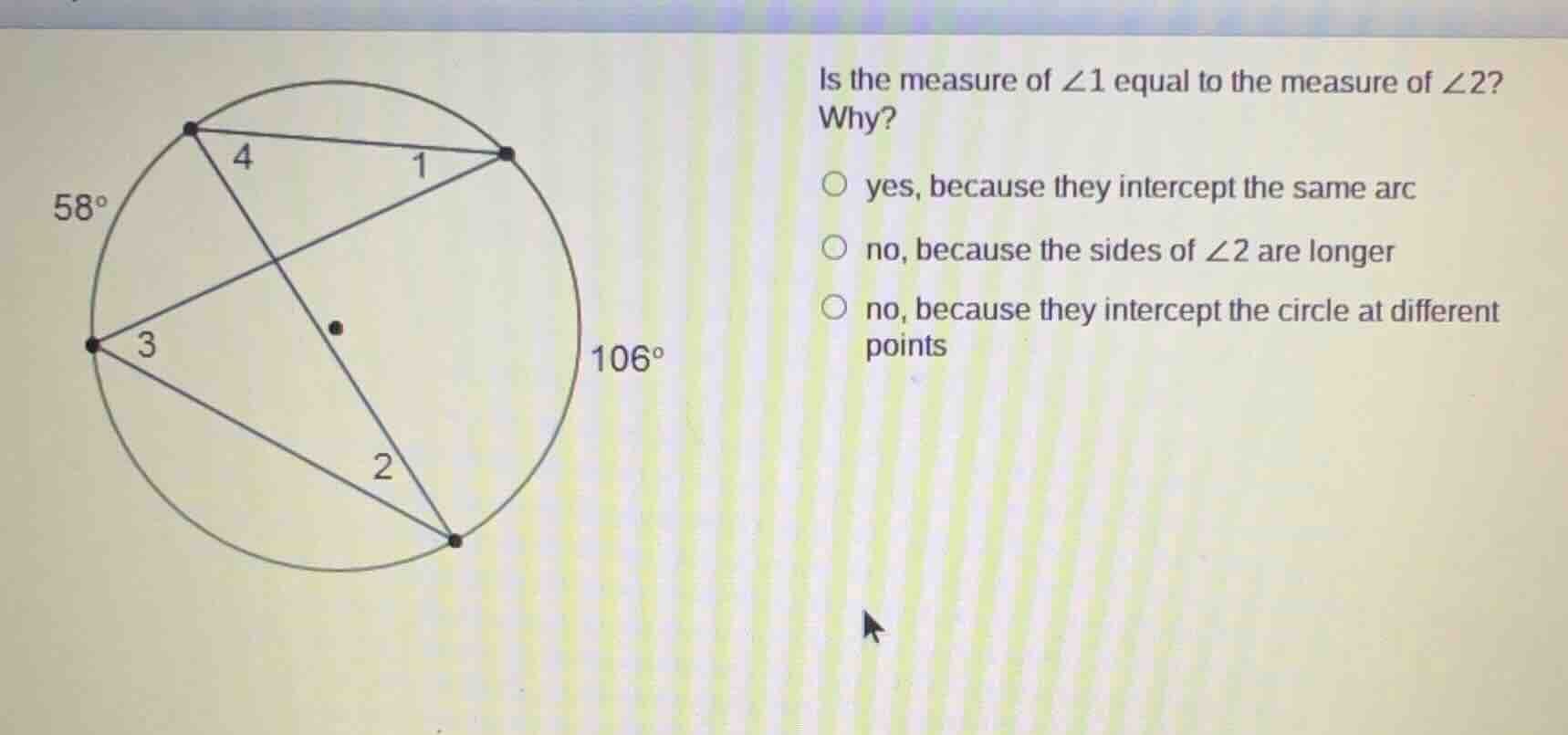 is the measure of $\\angle 1$ equal to the measure of $\\angle 2$? why?…