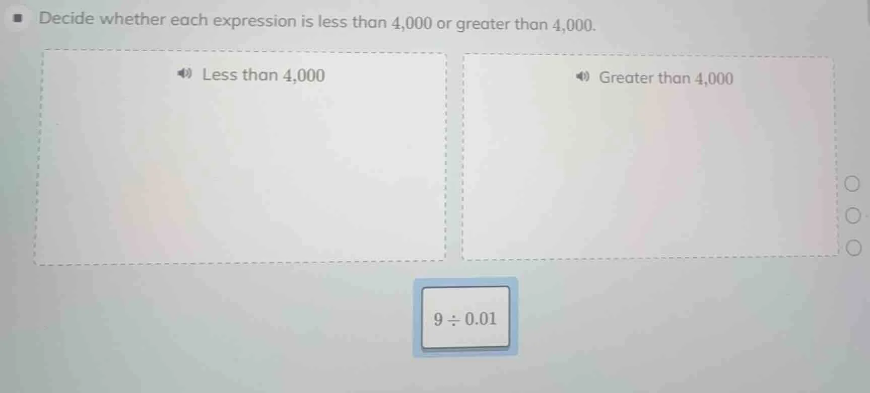 decide whether each expression is less than 4,000 or greater than 4,000…