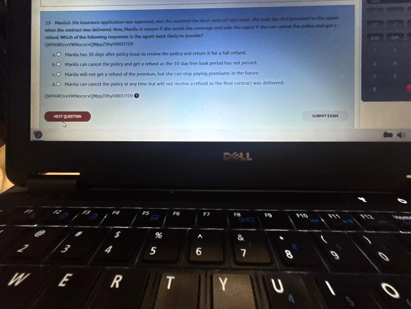 15 manilas life insurance application was approved, and she received th…