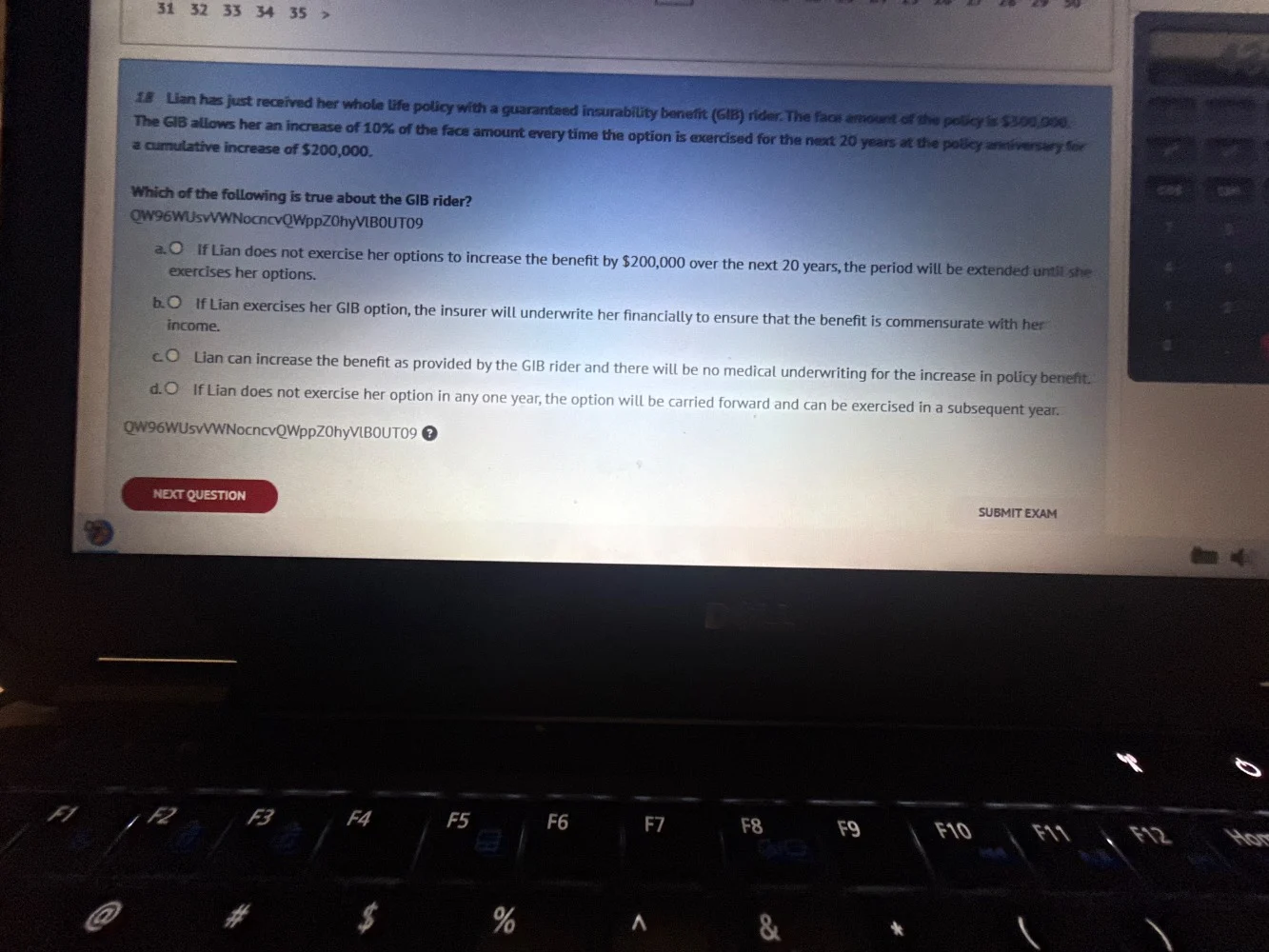 18 lian has just received her whole life policy with a guaranteed insur…