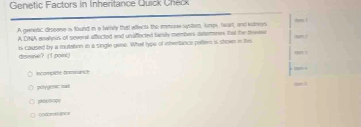 genetic factors in inheritance quick check a genetic disease is found i…
