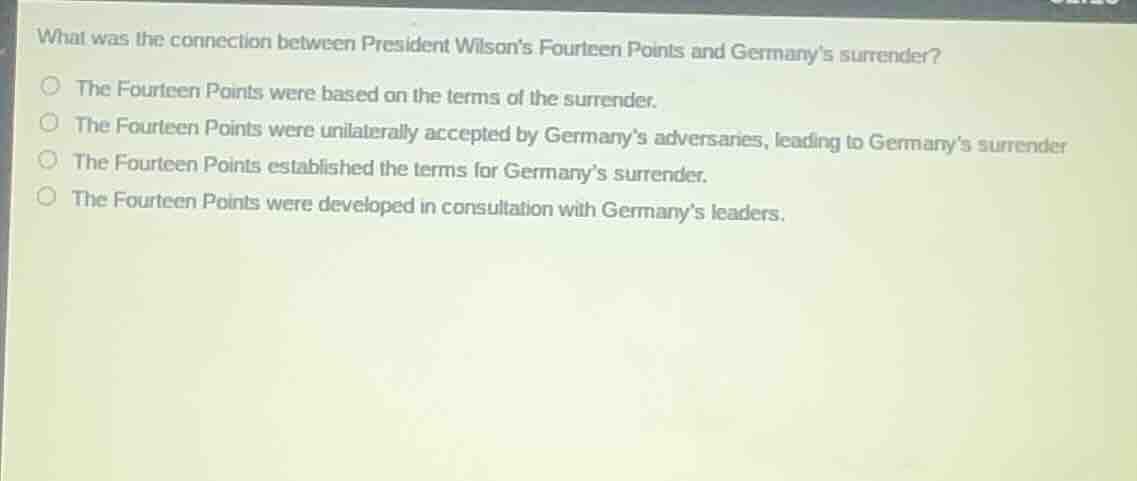 what was the connection between president wilsons fourteen points and g…
