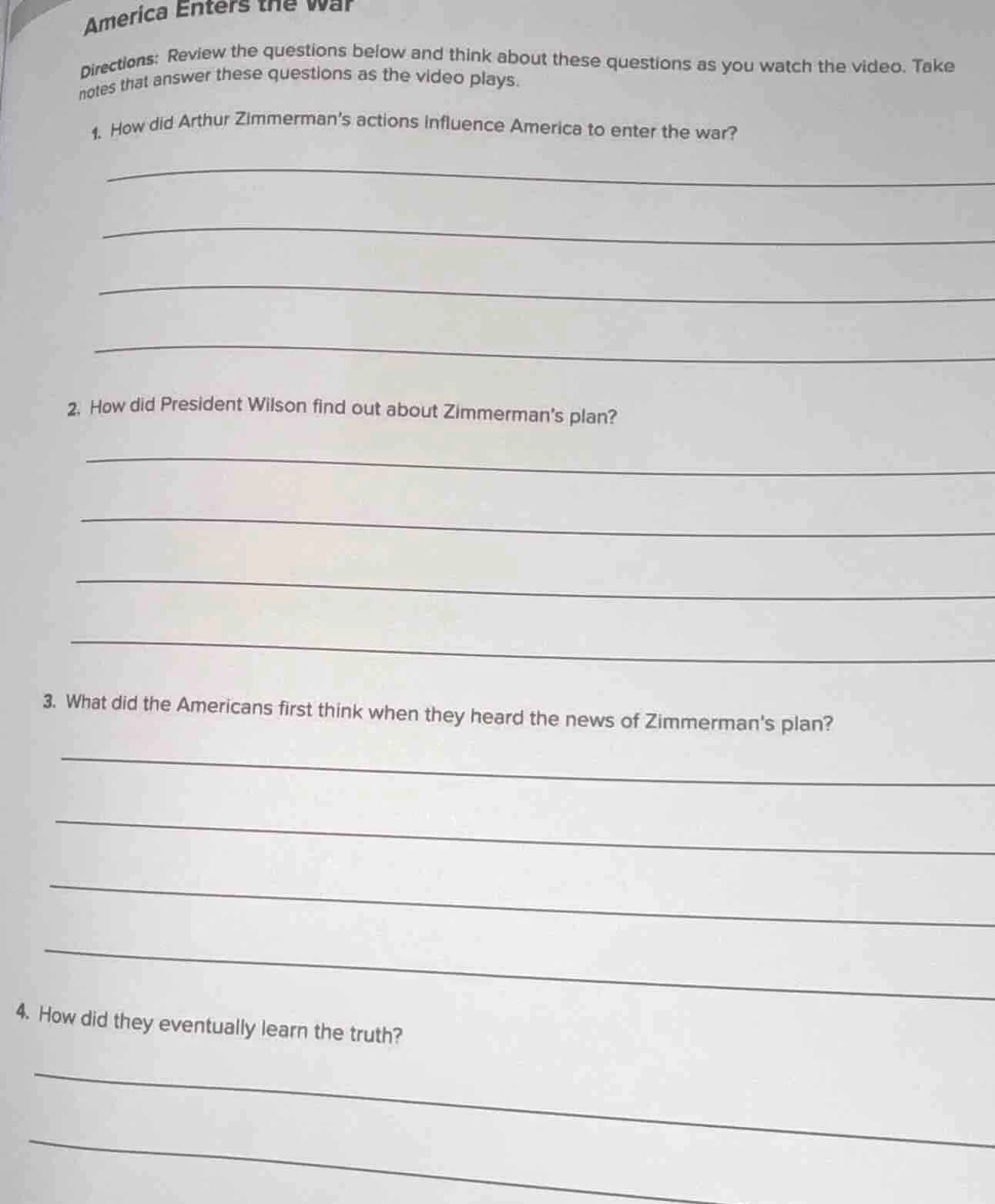 america enters the war directions: review the questions below and think…