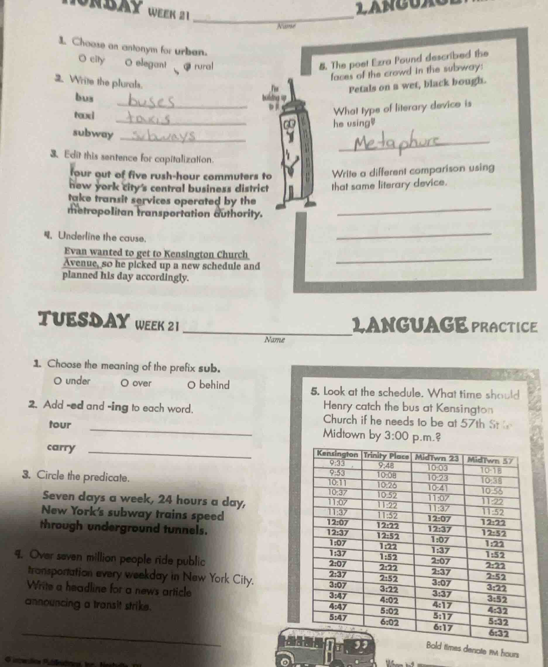 monday week 21 name language 1. choose an antonym for urban. o city o e…