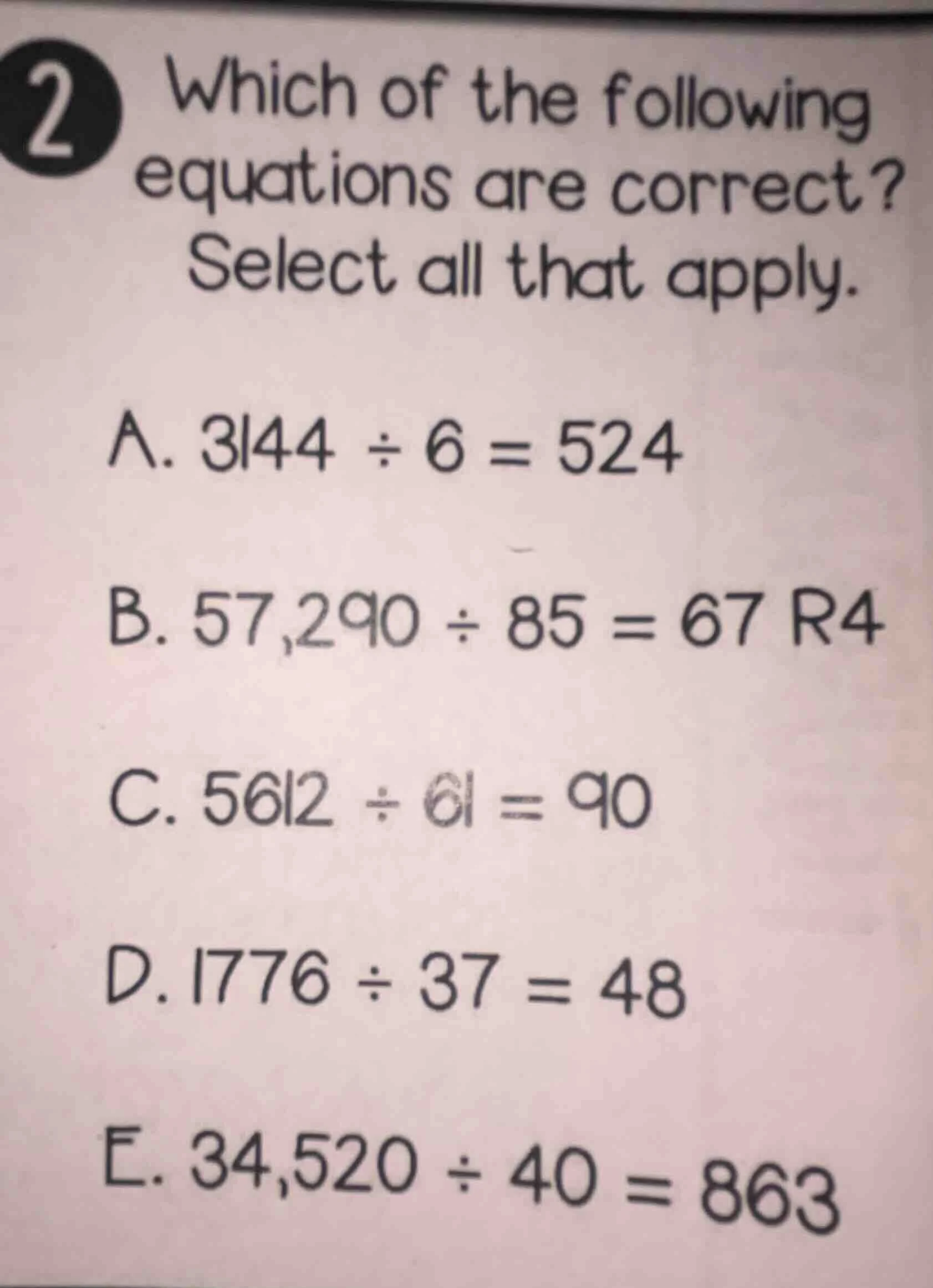2 which of the following equations are correct? select all that apply. …