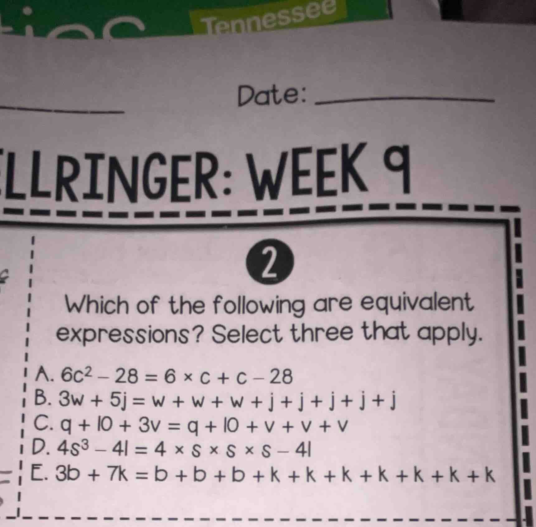 date: ellringer: week 9 2 which of the following are equivalent express…