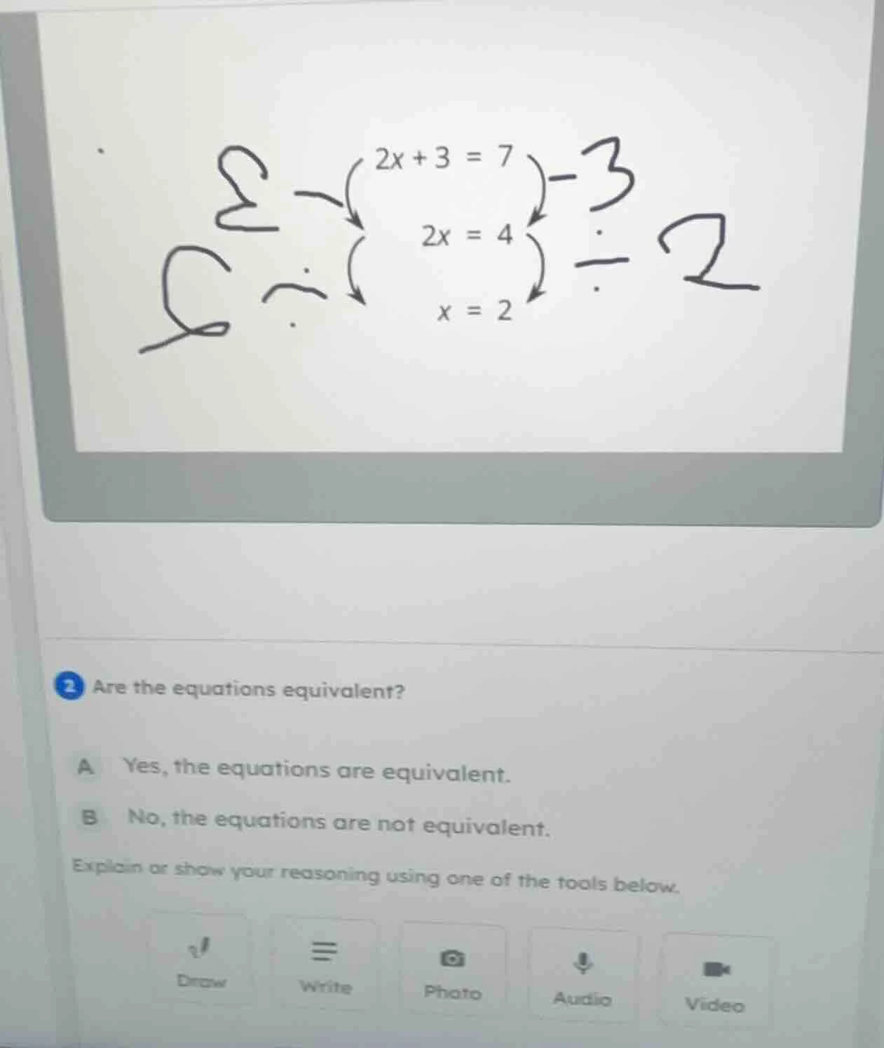 2 are the equations equivalent? a yes, the equations are equivalent. b …