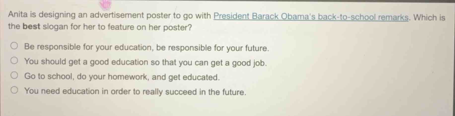 anita is designing an advertisement poster to go with president barack …