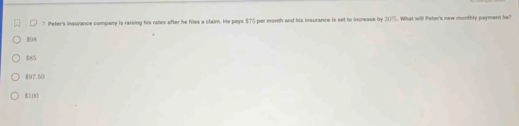 7. peters insurance company is raising his rates after he files a claim…