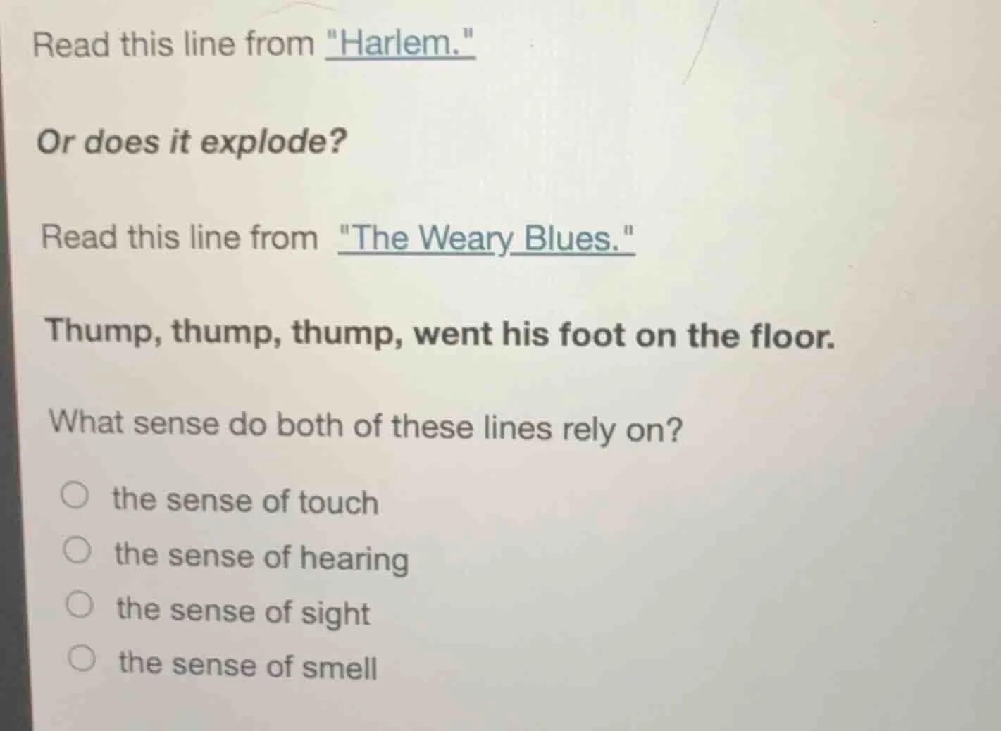 read this line from \harlem.\ or does it explode? read this line from \…