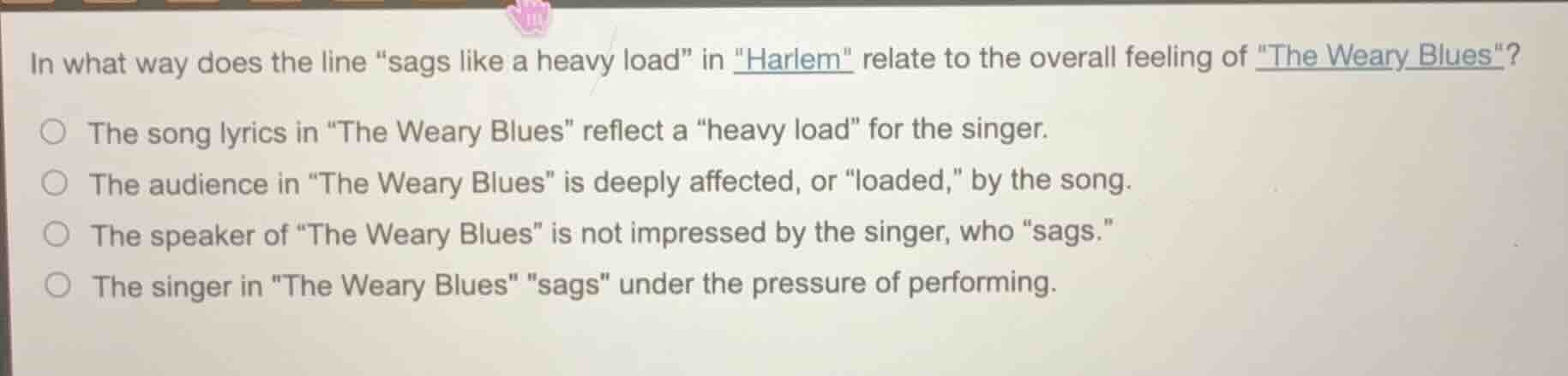 in what way does the line \sags like a heavy load\ in \harlem\ relate t…