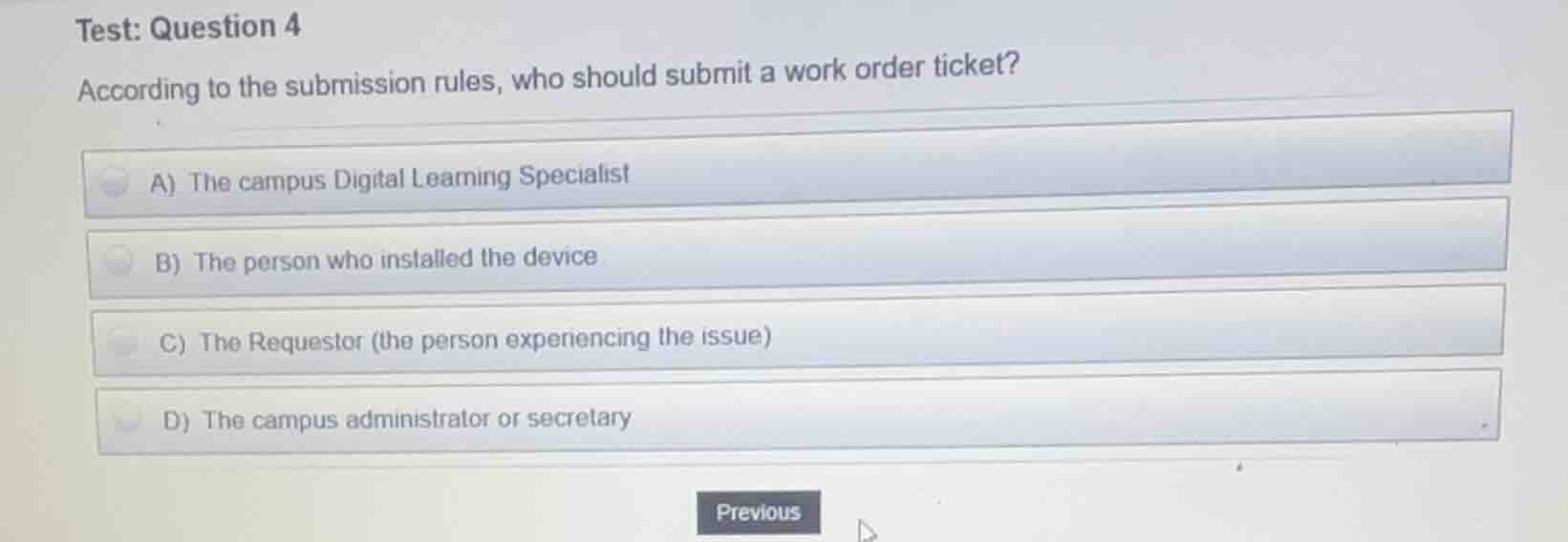 test: question 4 according to the submission rules, who should submit a…