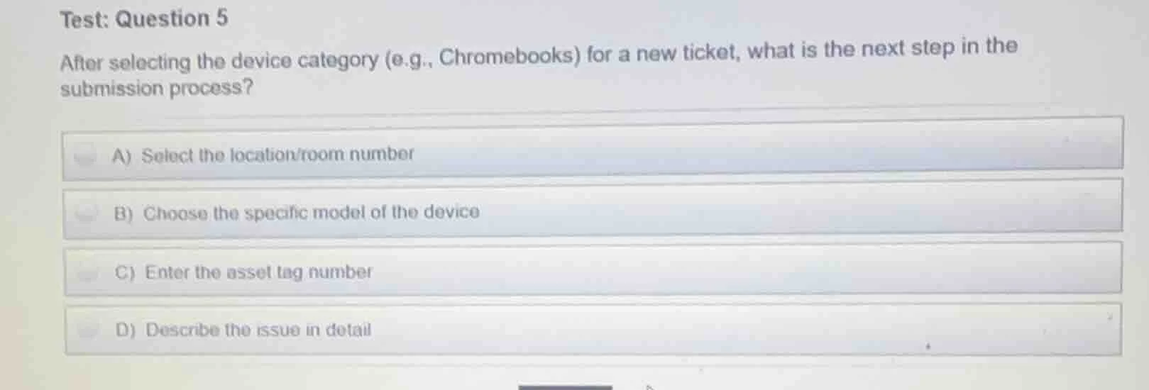 test: question 5 after selecting the device category (e.g., chromebooks…