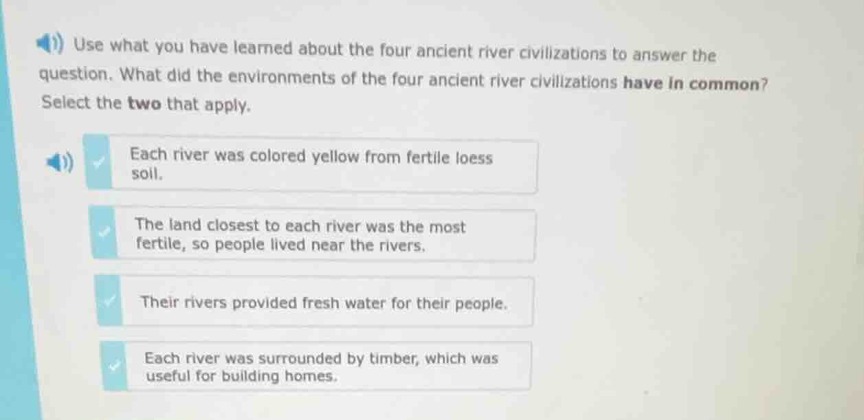 use what you have learned about the four ancient river civilizations to…