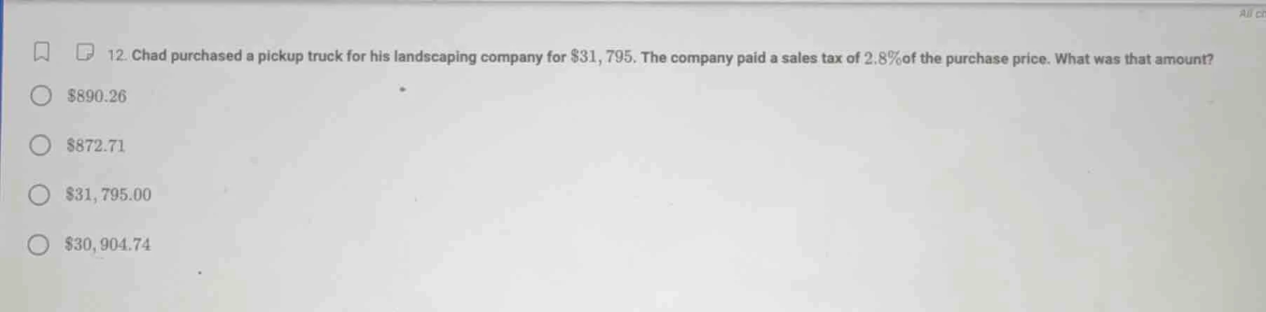 12. chad purchased a pickup truck for his landscaping company for $31, …