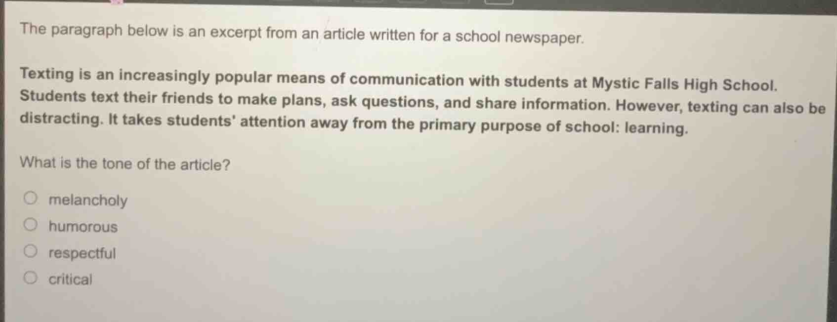 the paragraph below is an excerpt from an article written for a school …