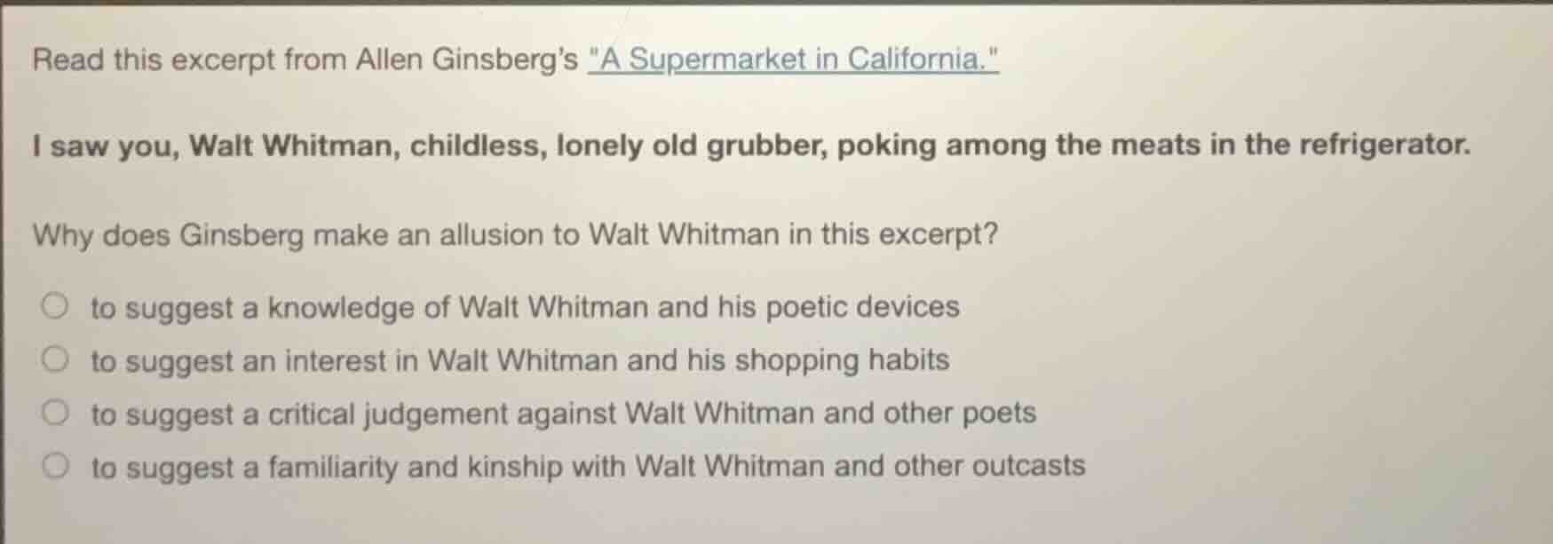 read this excerpt from allen ginsbergs \a supermarket in california.\ i…