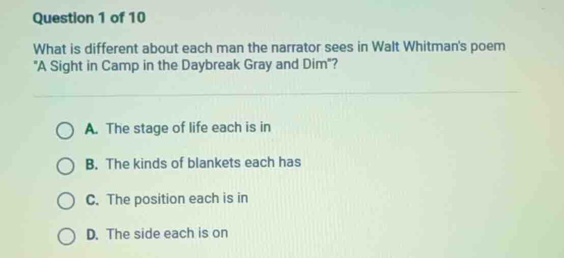 question 1 of 10 what is different about each man the narrator sees in …