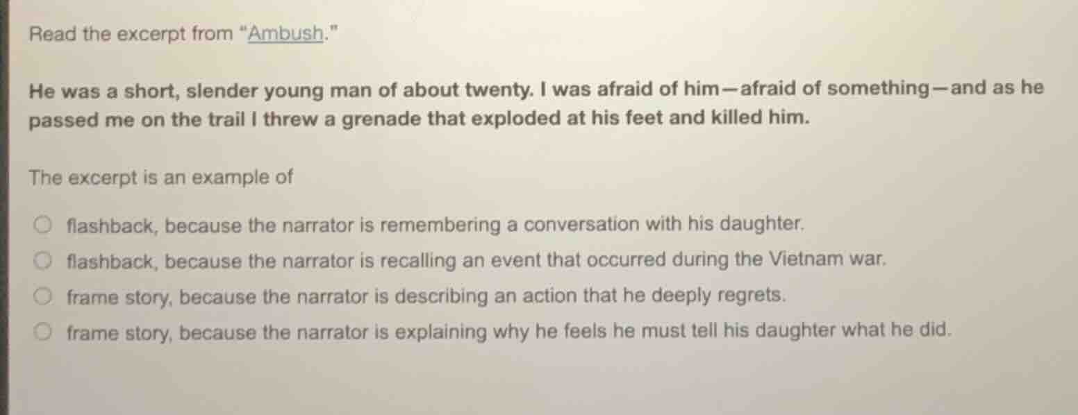read the excerpt from \ambush.\ he was a short, slender young man of ab…