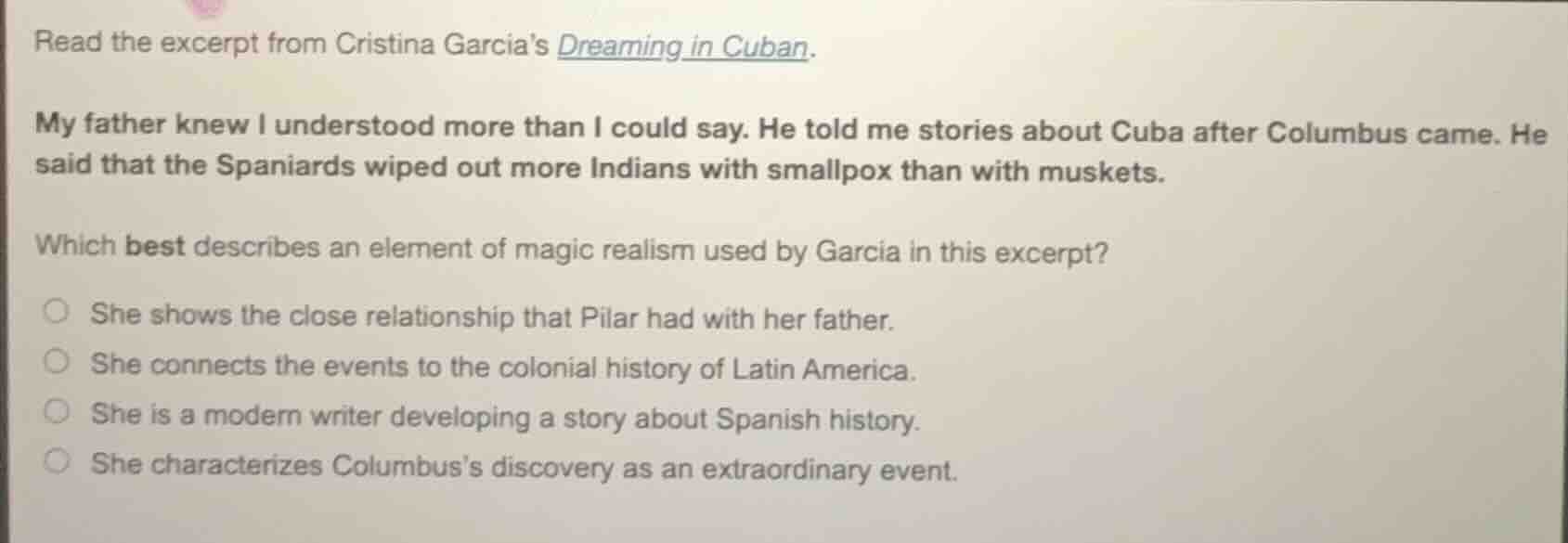 read the excerpt from cristina garcias dreaming in cuban. my father kne…