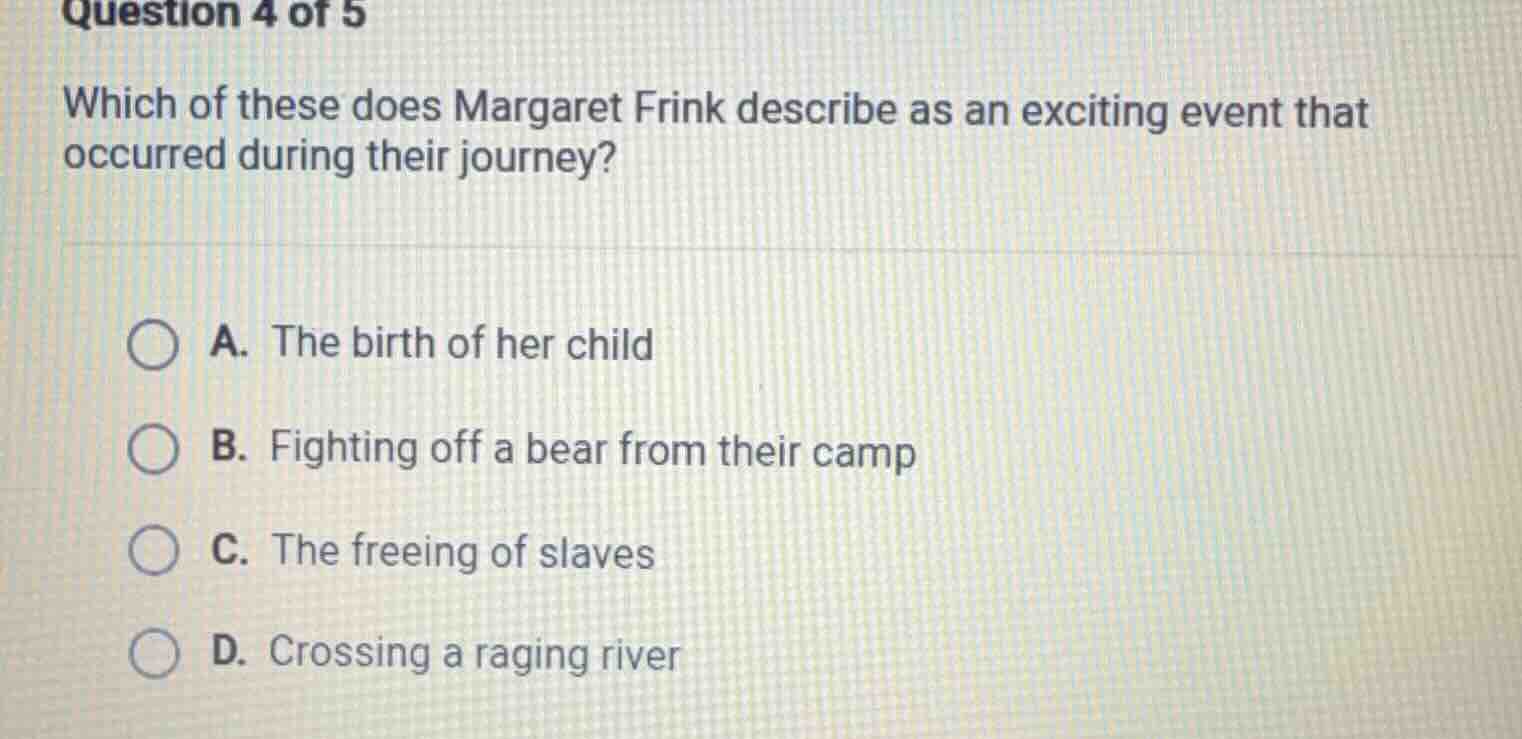 question 4 of 5 which of these does margaret frink describe as an excit…
