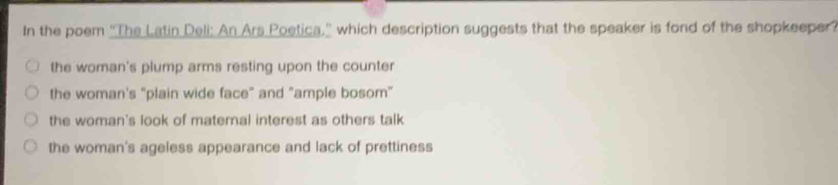 in the poem \the latin deli: an ars poetica,\ which description suggest…