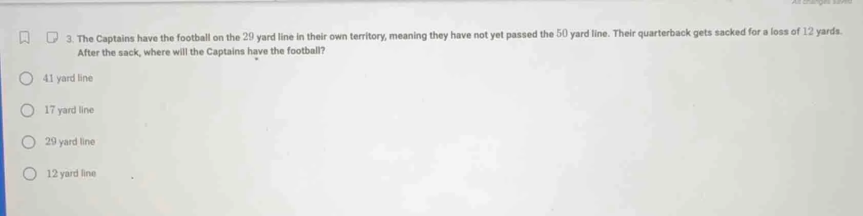 3. the captains have the football on the 29 yard line in their own terr…