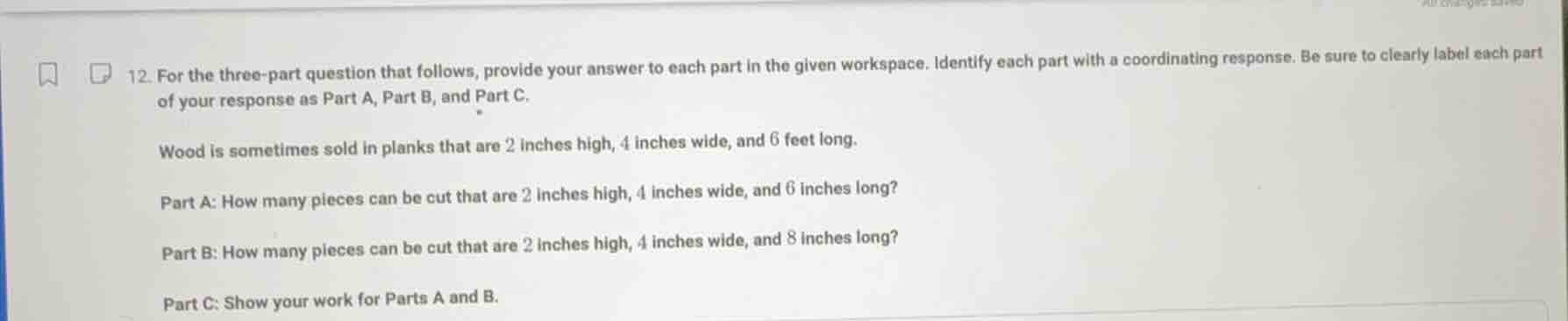 12. for the three - part question that follows, provide your answer to …