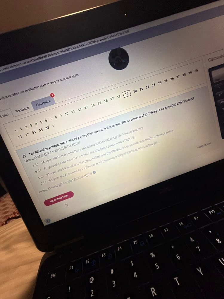 19 the following policyholders missed paying their premium this month. …