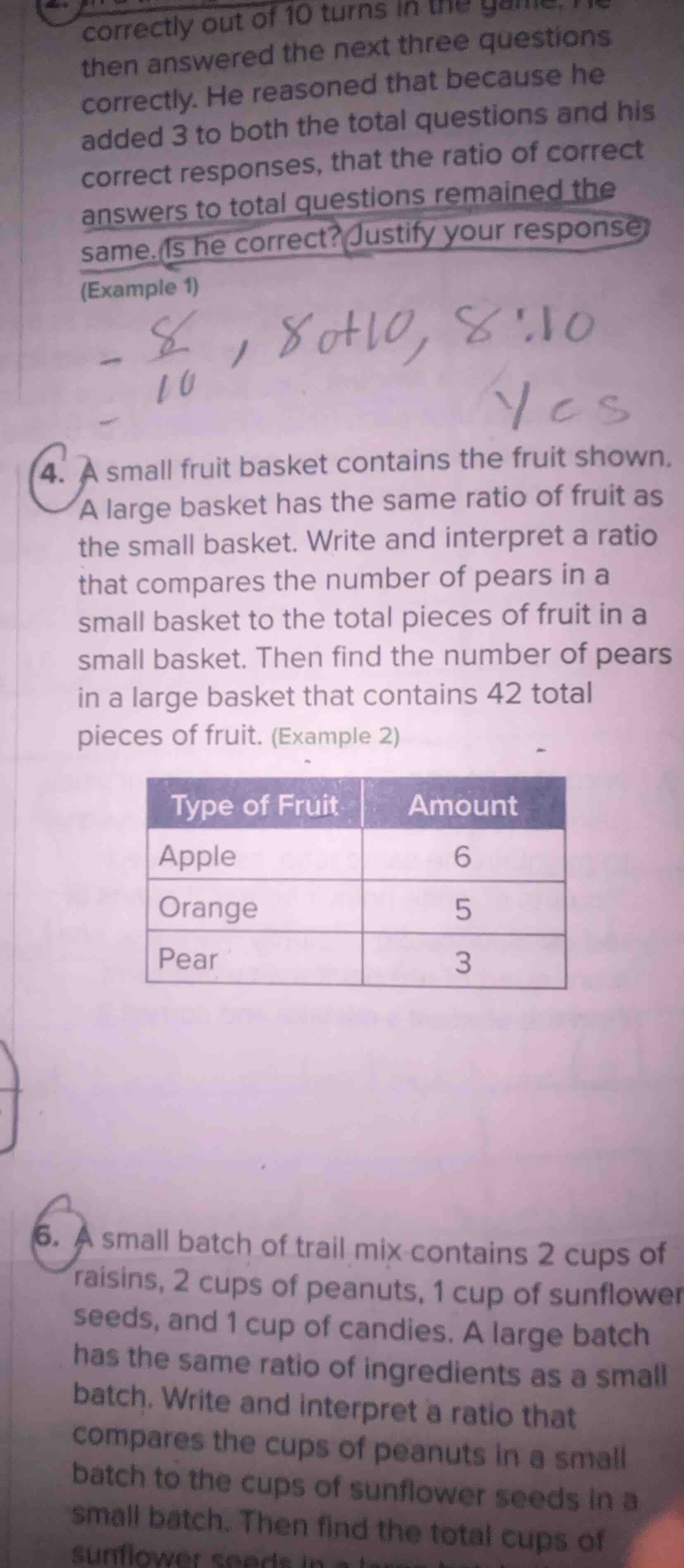 4. a small fruit basket contains the fruit shown. a large basket has th…
