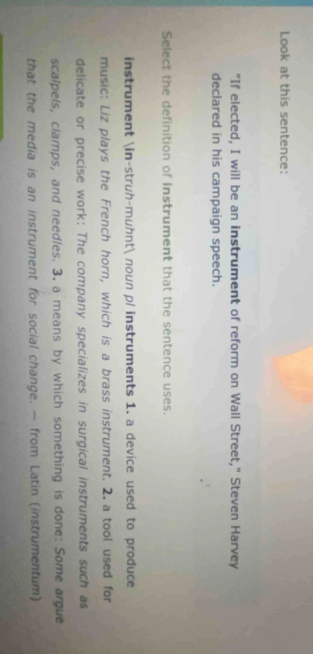 look at this sentence: \if elected, i will be an instrument of reform o…