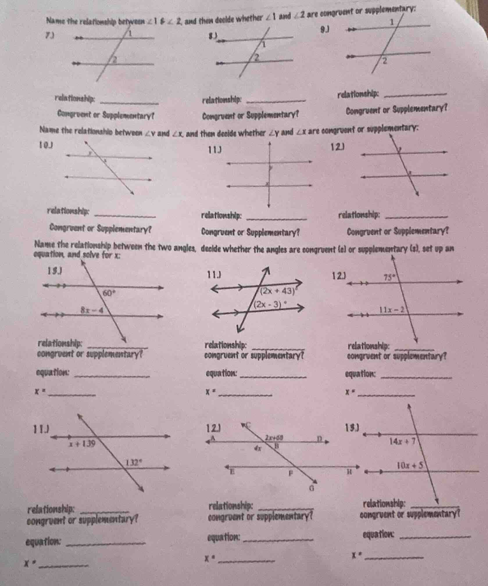 name the relationship between ∠1 & ∠2, and then decide whether ∠1 and ∠…