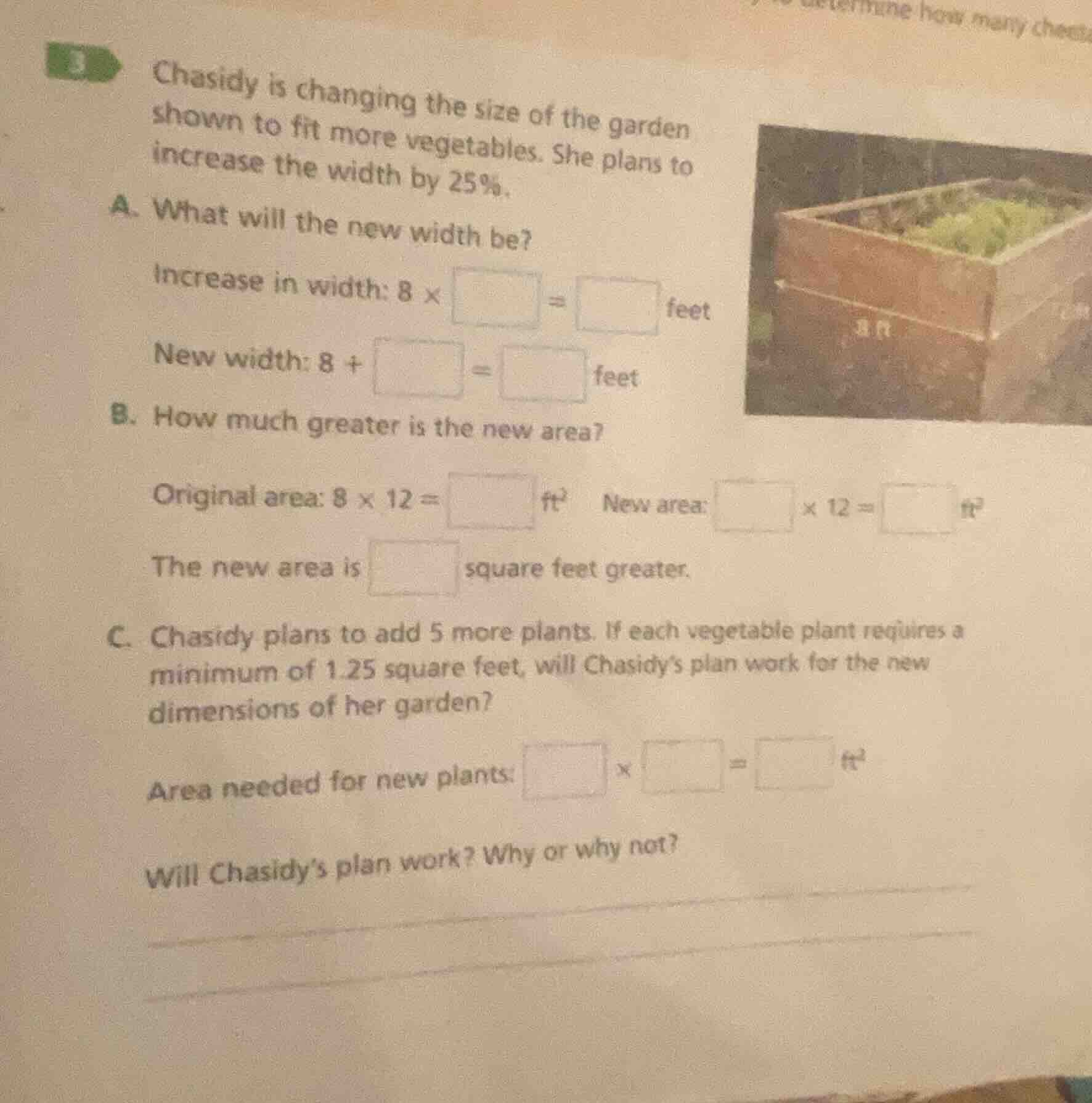 3 chasidy is changing the size of the garden shown to fit more vegetabl…
