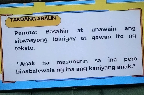 takdang aralin panuto: basahin at unawain ang sitwasyong ibinigay at ga…