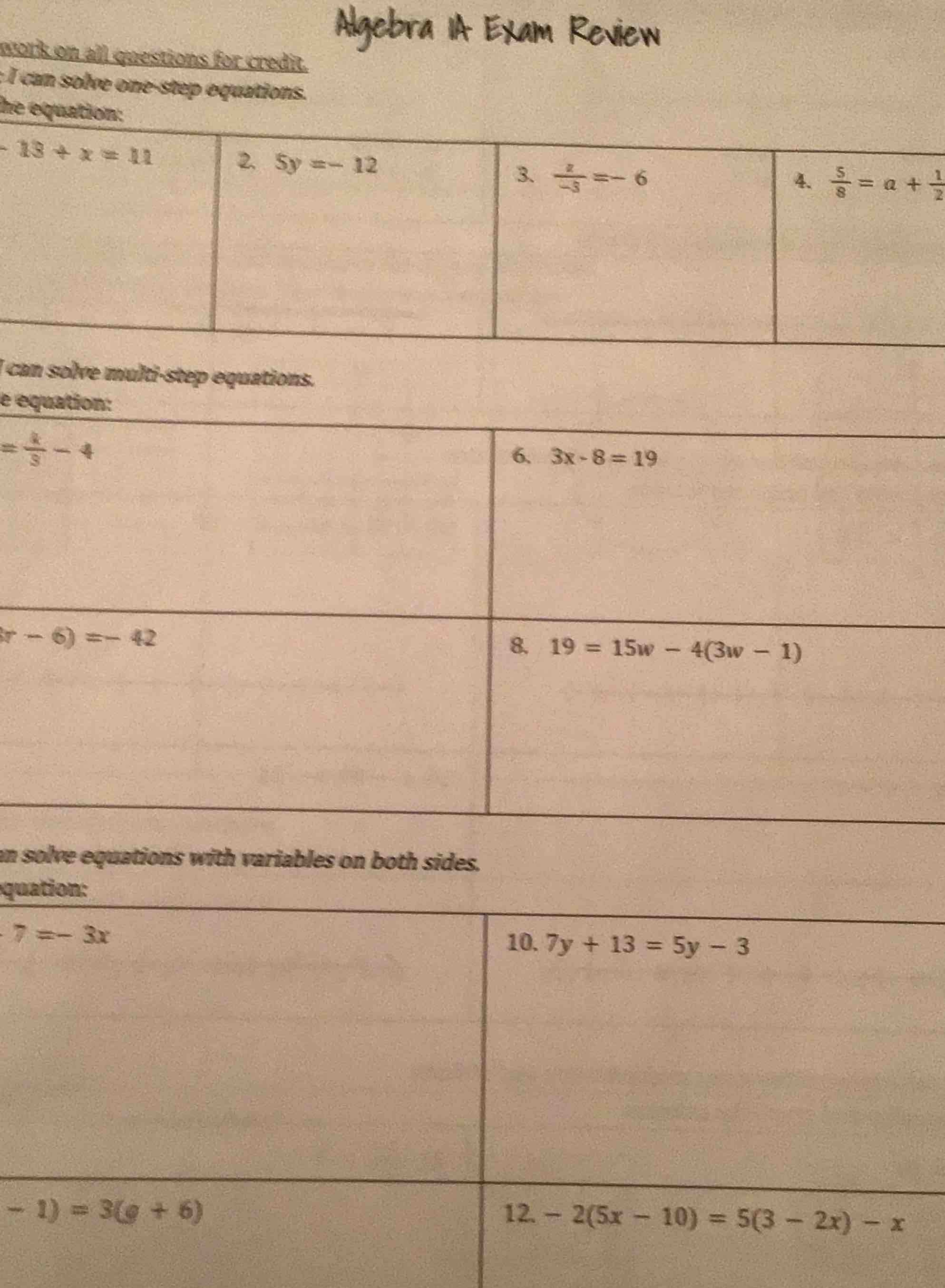 algebra ia exam review work on all questions for credit. i can solve on…